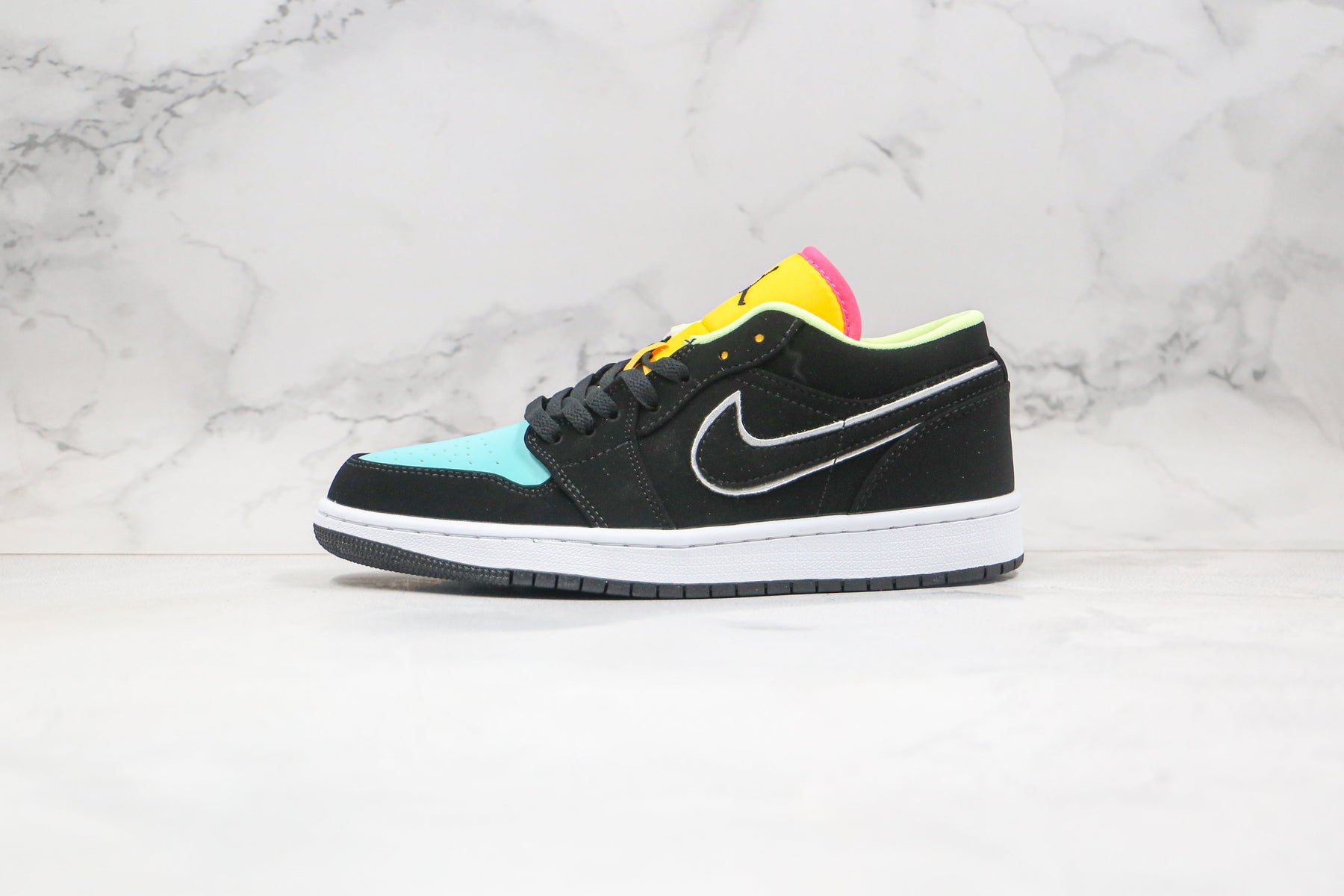 Jordan 1 Low Black Aurora Green Laser Orange Luxe Premium Brazil
