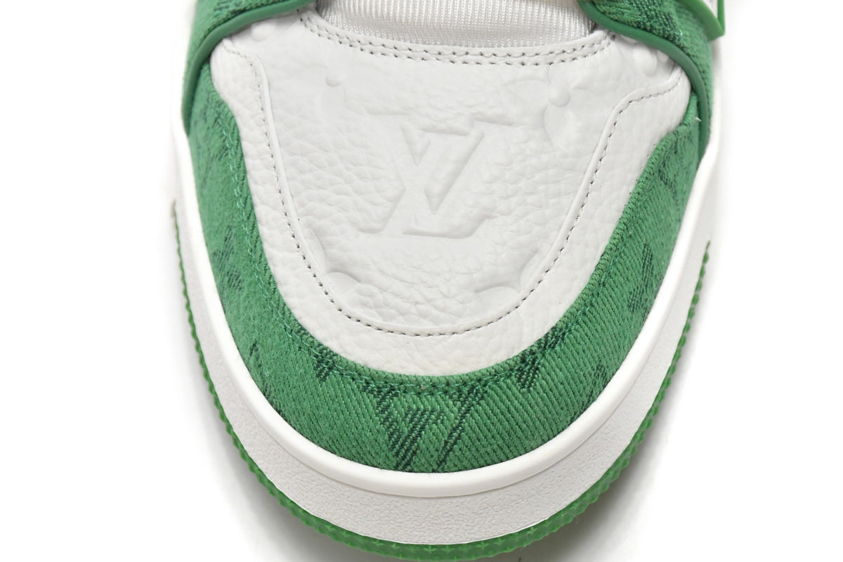 Louis Vuitton Trainer Green Monogram Denim White - Luxe Premium Brazil