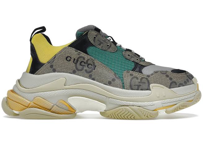 Gucci X Balenciaga The Hacker Project Triple S Beige Green Yellow - Luxe Premium Brazil