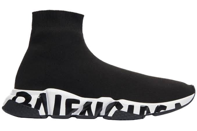 Balenciaga Speed Graffiti Trainer Black White - Luxe Premium Brazil