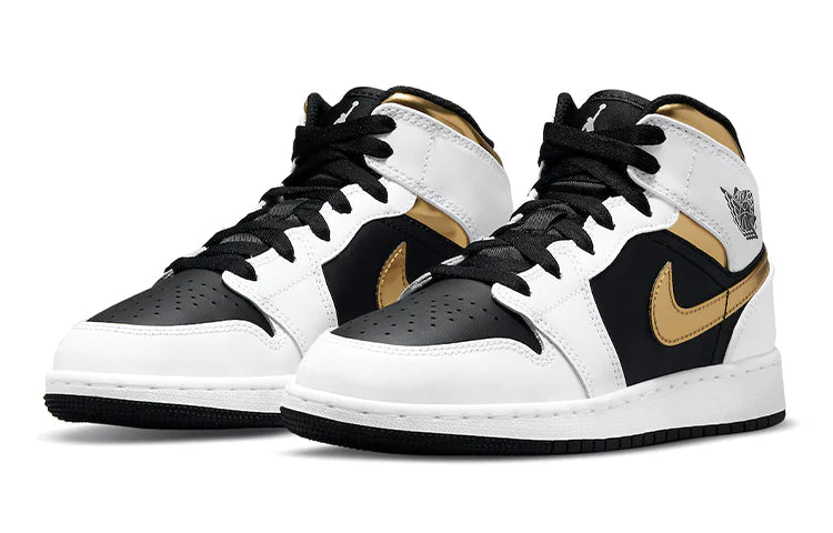 Jordan 1 Mid White Gold Black Luxe Premium Brazil