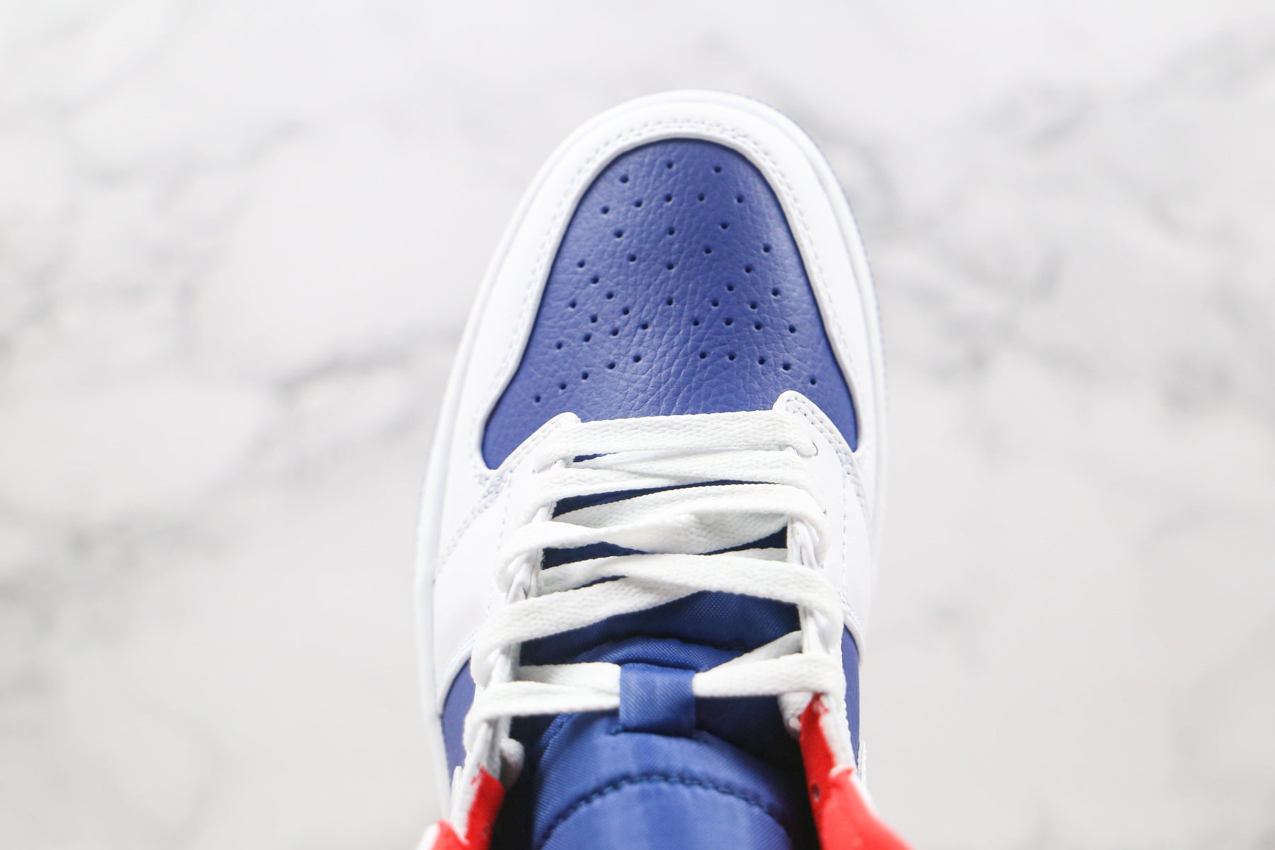 Jordan 1 Mid White Laser Orange Deep Royal Blue - Luxe Premium Brazil