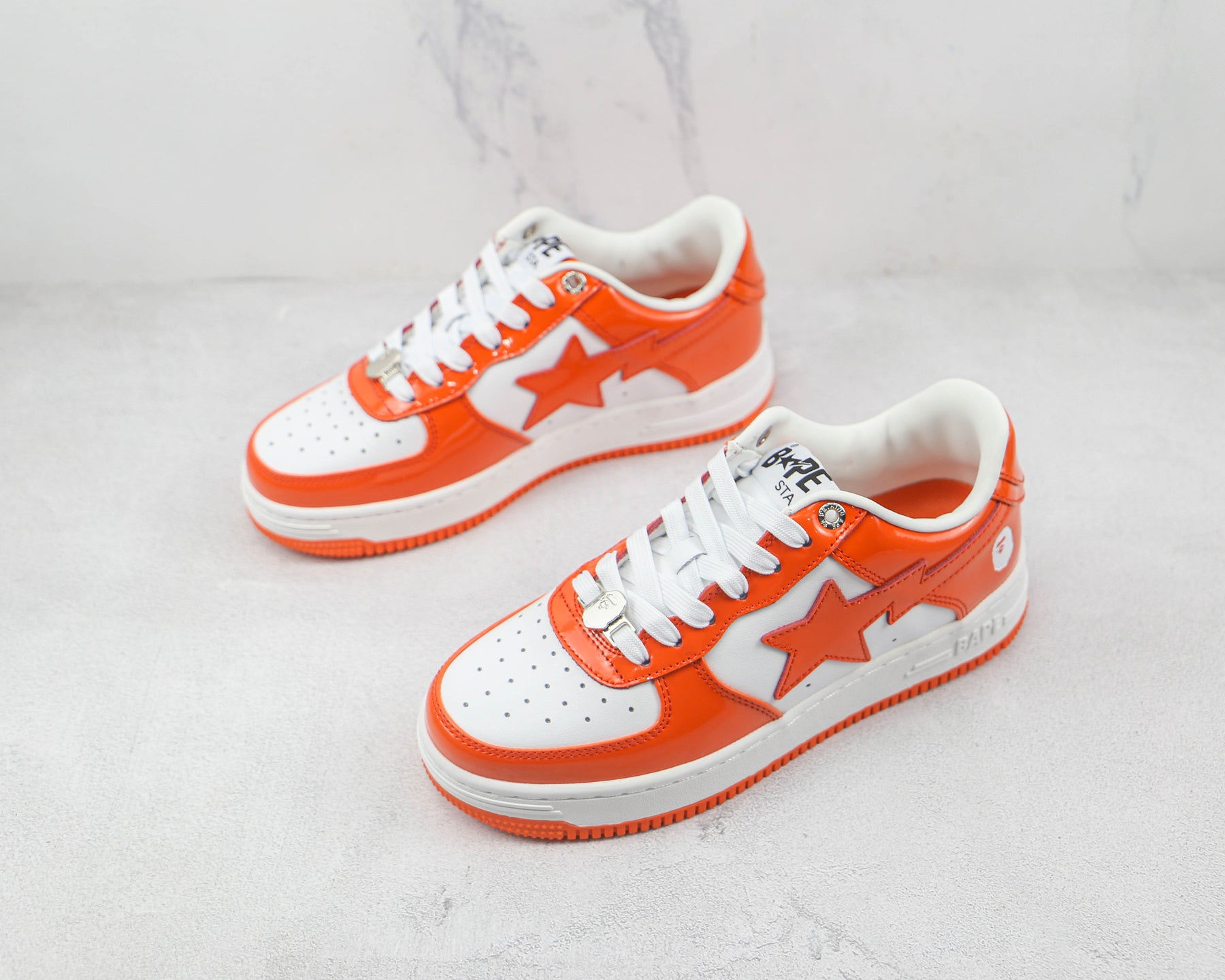 Bape Sta Patent Leather Orange White - Luxe Premium Brazil