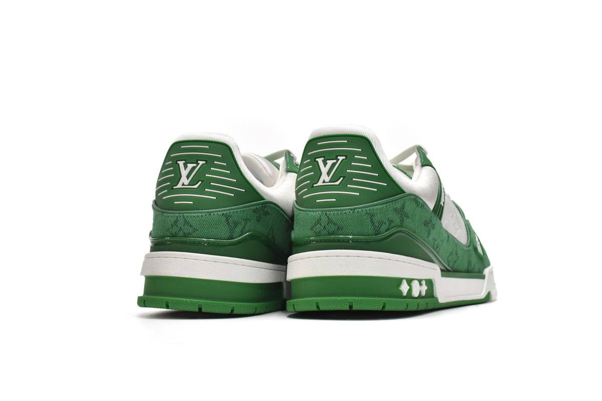 Louis Vuitton Trainer Green Monogram Denim White - Luxe Premium Brazil