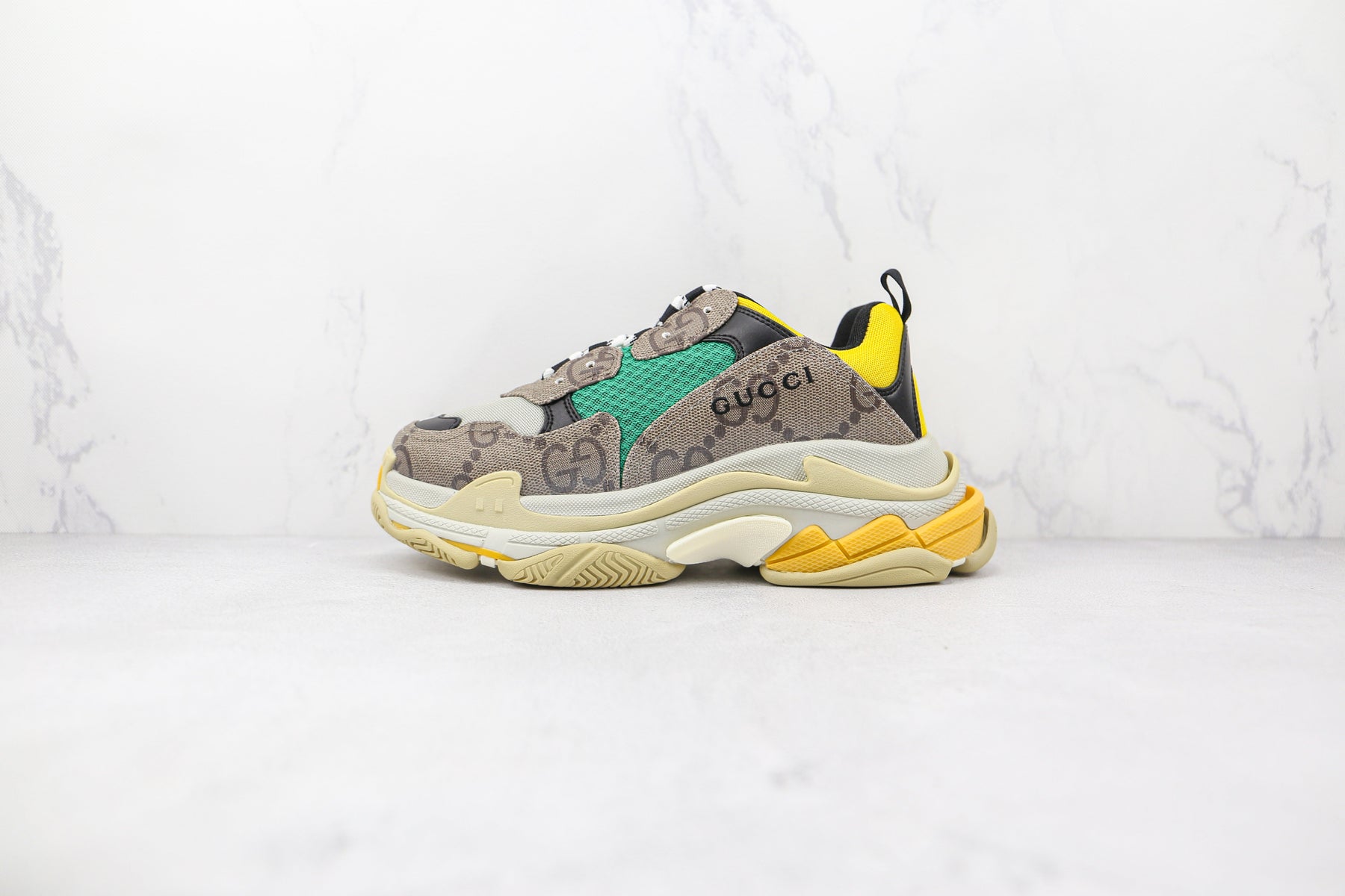 Gucci X Balenciaga The Hacker Project Triple S Beige Green Yellow - Luxe Premium Brazil