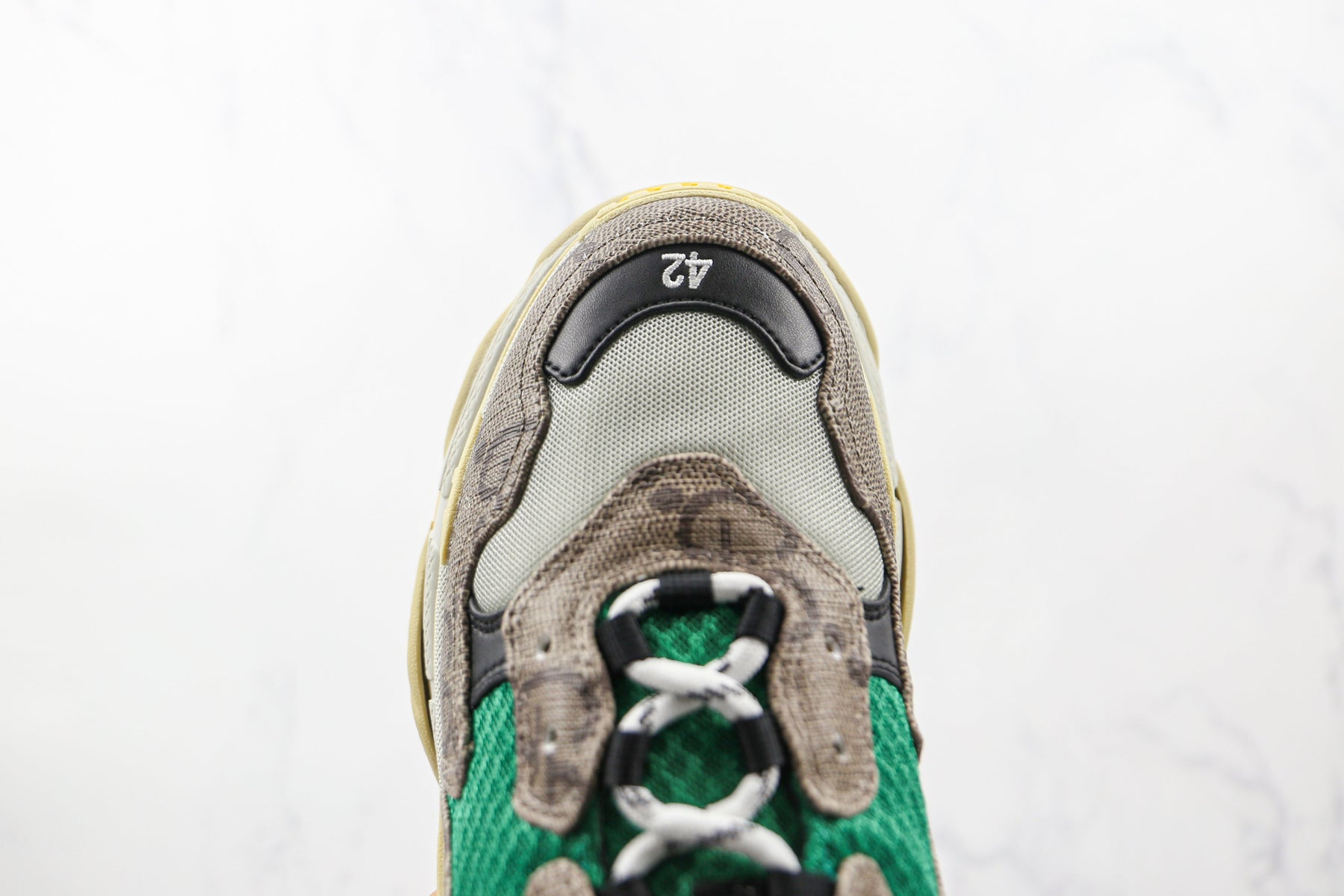 Gucci X Balenciaga The Hacker Project Triple S Beige Green Yellow - Luxe Premium Brazil