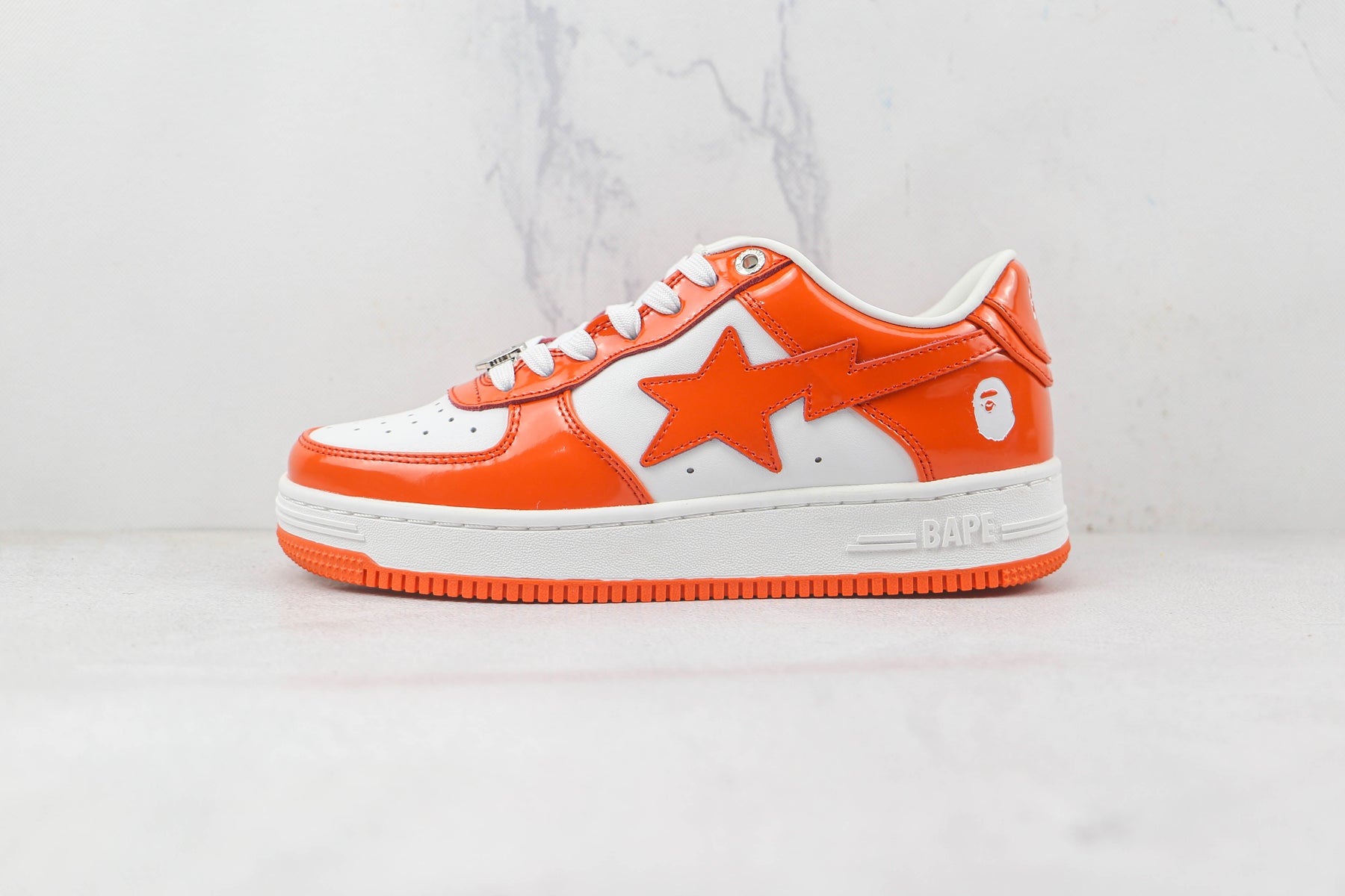 Bape Sta Patent Leather Orange White - Luxe Premium Brazil