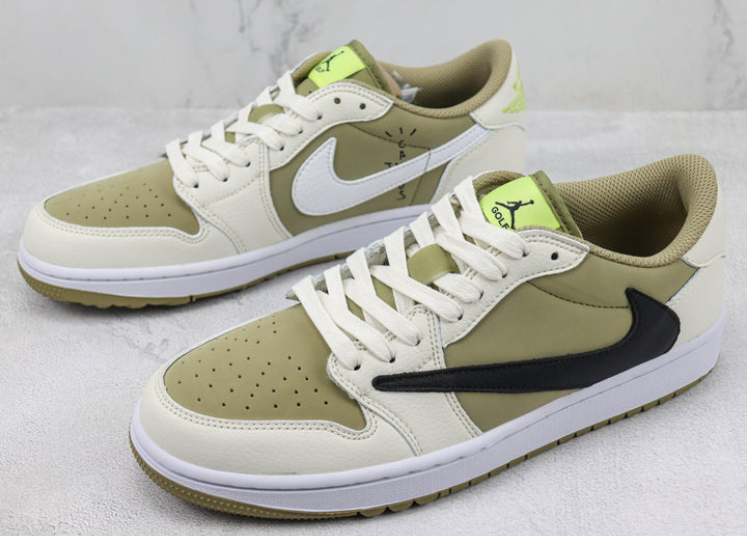 Jordan 1 Retro Low Golf Travis Scott Neutral Olive Luxe Premium Brazil