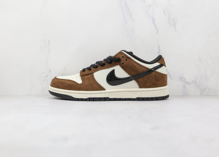 Nike SB Dunk Low White Black Trail End Brown Luxe Premium Brazil