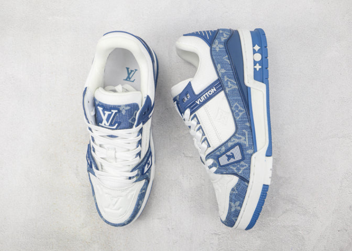 Louis Vuitton LV Trainer Monogram Denim White Blue Luxe Premium Brazil