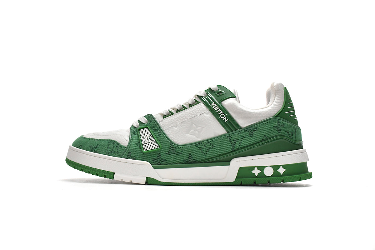 Louis Vuitton Trainer Green Monogram Denim White - Luxe Premium Brazil