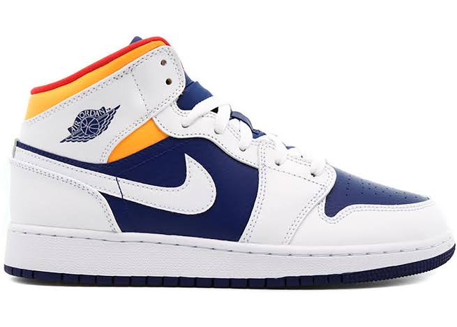 Jordan 1 Mid White Laser Orange Deep Royal Blue - Luxe Premium Brazil