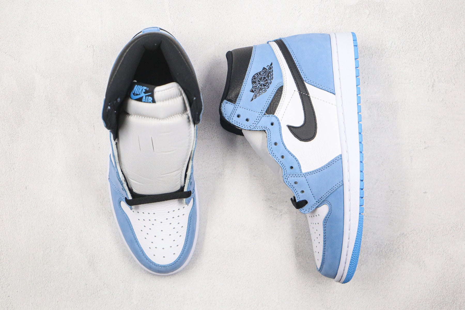 Jordan 1 Retro High White University Blue Black Luxe Premium Brazil