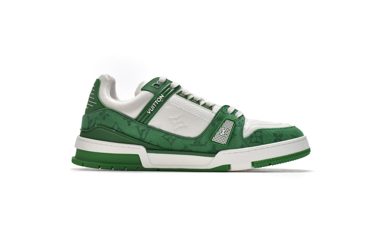 Louis Vuitton Trainer Green Monogram Denim White - Luxe Premium Brazil