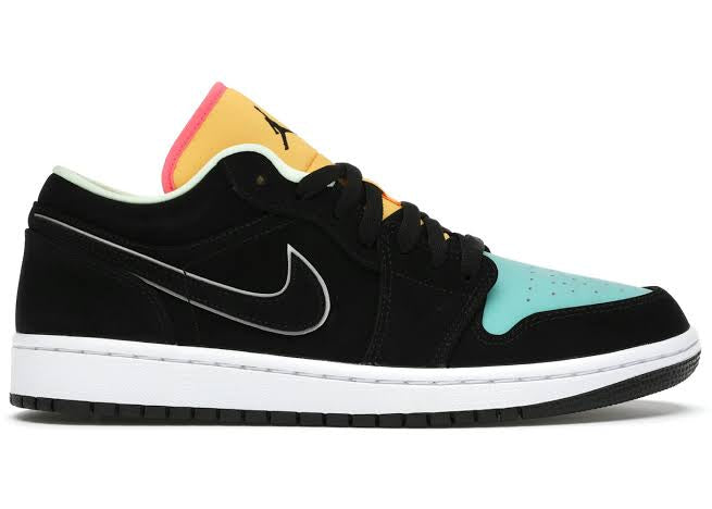 Jordan 1 Low Black Aurora Green Laser Orange Luxe Premium Brazil