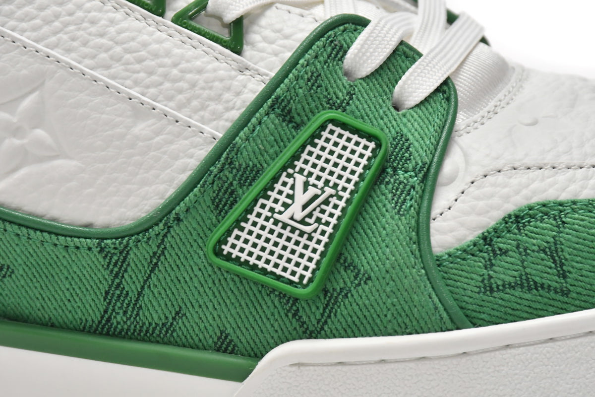 Louis Vuitton Trainer Green Monogram Denim White - Luxe Premium Brazil
