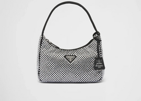 Bolsa em Cetim com Cristais Prada Re-Edition 2000 Luxe Premium Brazil