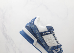 Louis Vuitton LV Trainer Monogram Denim White Blue Luxe Premium Brazil